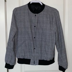 Lightweight Black and White Plaid Bomber Jacket!